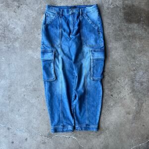 VINTAGE SILVER JEANS BAGGY CARGO DENIM 30X28